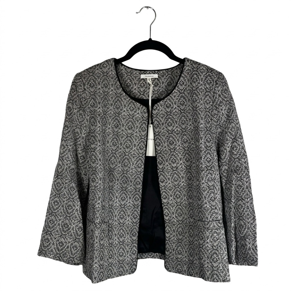 NWT Anthropologie Pleione Gray Textured Open-Front Tweed Jacket Multiple Sized - Picture 2 of 9